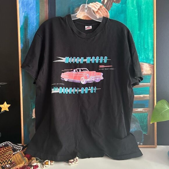 Vtg Mitch Woods Vintage Fruit of the Loom Single Stitch with Red Car Graphic XL - Picture 15 of 16